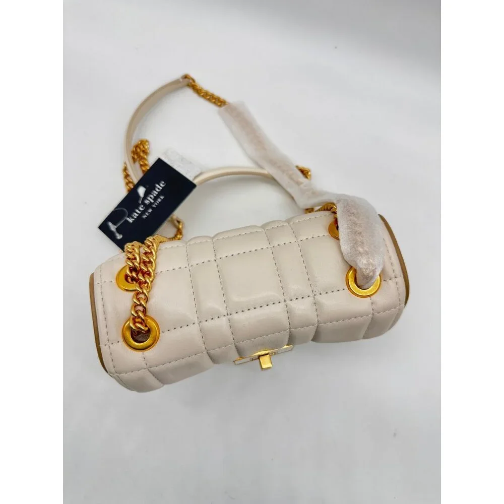 KATE SPADE NY Evelyn quilted leather mini shoulder crossbody + Dust bag IVORY